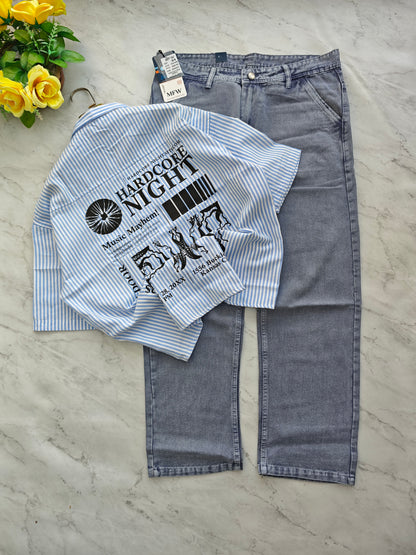 2 in 1 Combo Boxy baggy back printed shirts + Baggy jeans pant buy @600 rs