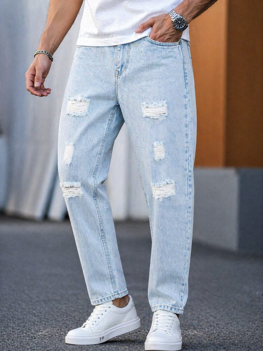 Mfw Torn mom fit jeans pant buy @450 rs only(ice blue)