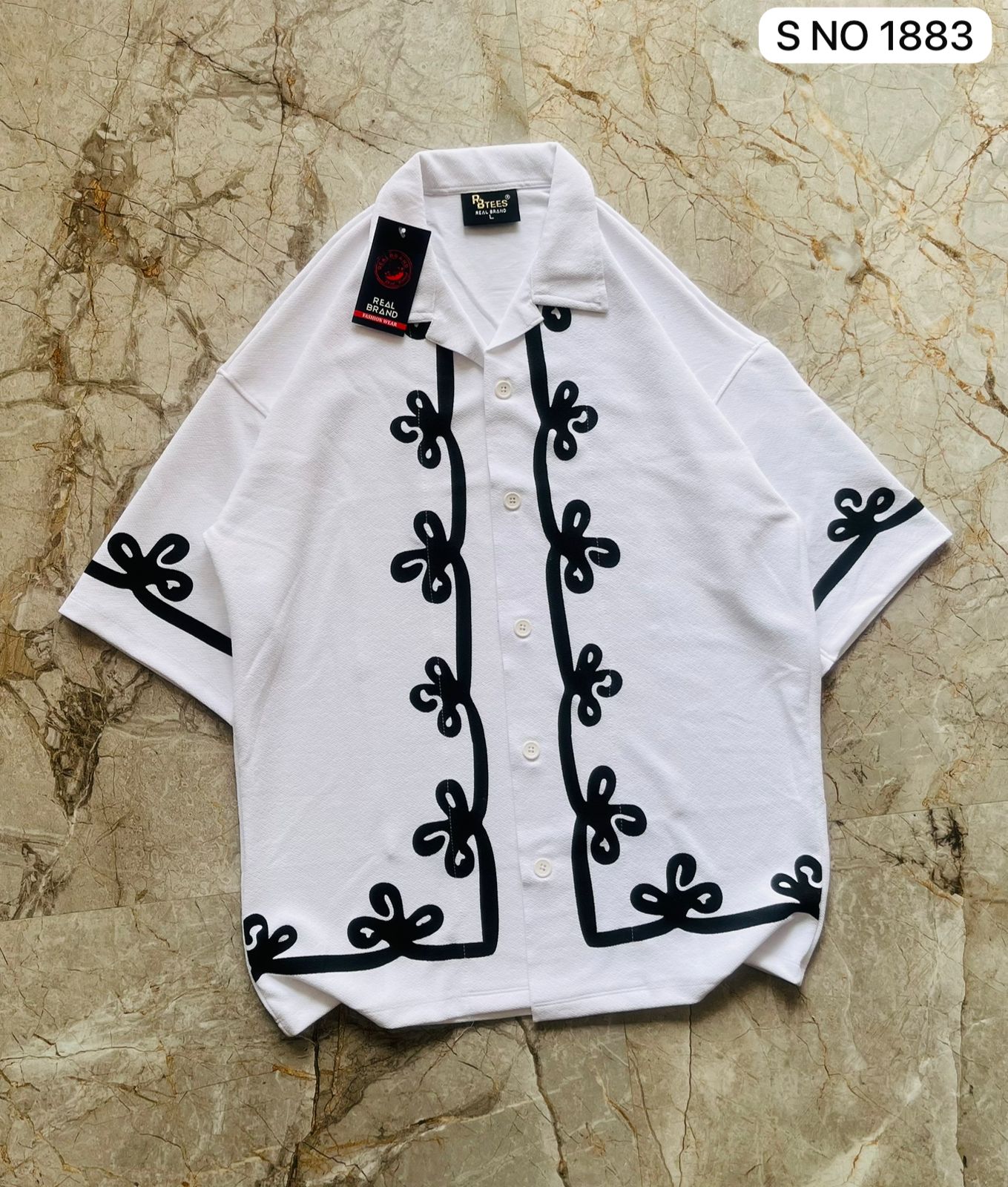 Cuban Collar Oversize Drop Shoulder Polo Designer Shirts buy @249(White)