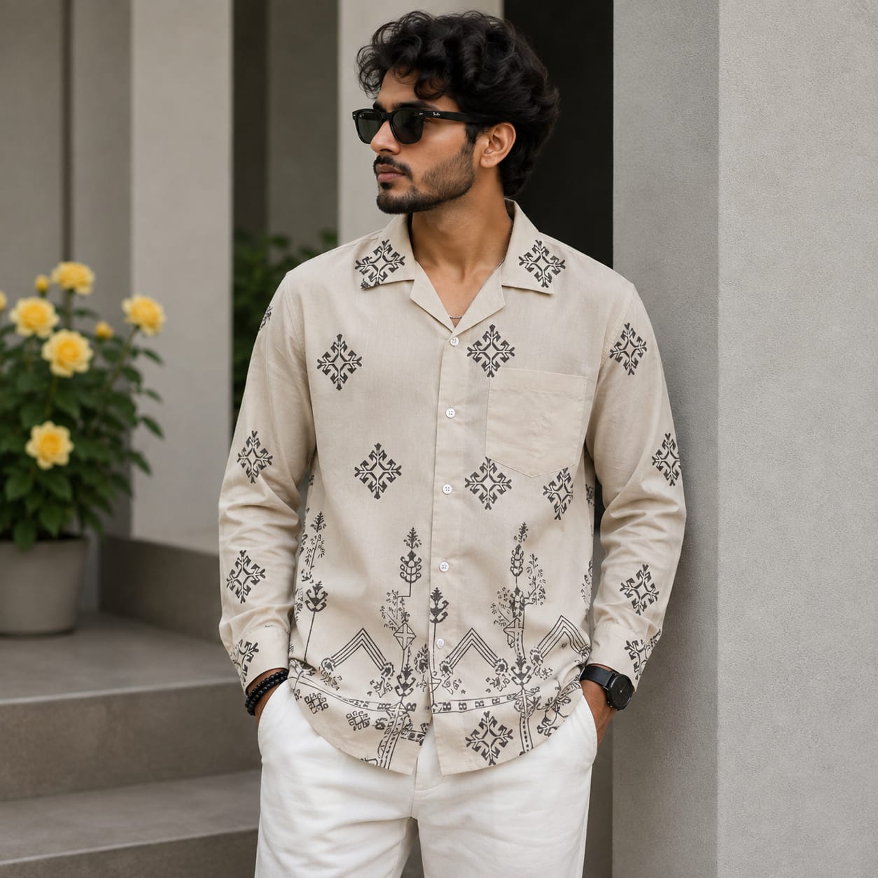 MFW Cuban Collar Border print shirts Single pcs @299 and Buy 4 pcs combo @999
