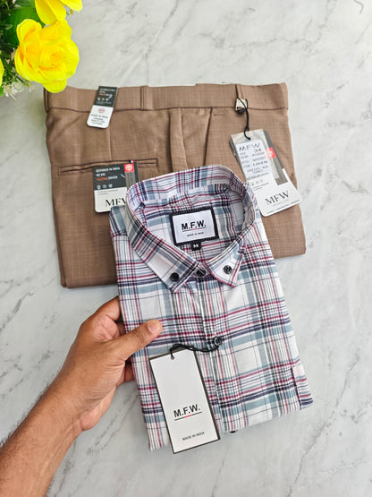 2 in 1 Combo oxford checked shirts + Lenin polo fit pant buy @600rs only