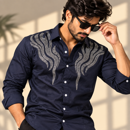 Mfw party wear stone work Shirts single pcs @350 and Buy 3 pc combo @999