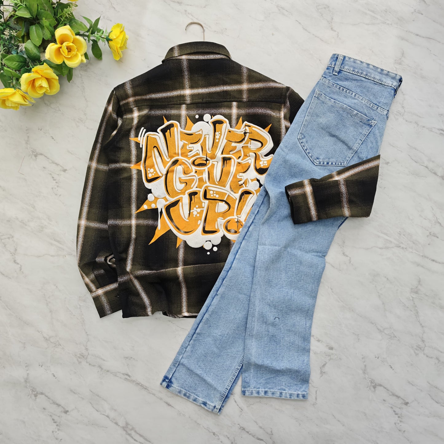 2 in 1 combo mfw back printed shirts+plain momfit jeans pant combo buy @600 rs only