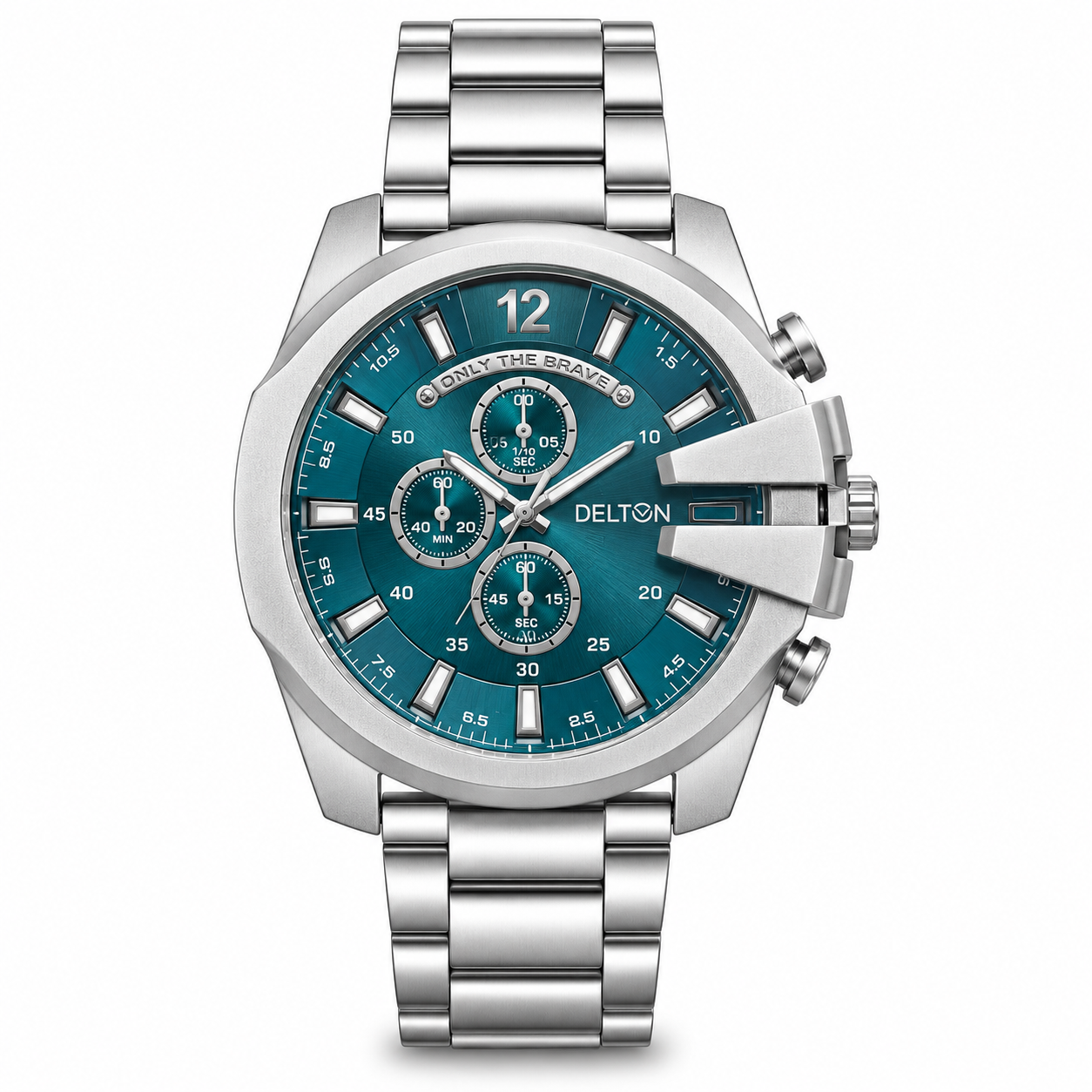 Trendy Silver Strap Bold Watches @250rs (Green)