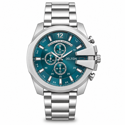 Trendy Silver Strap Bold Watches @250rs (Green)