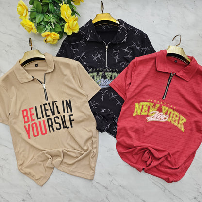 3 in 1 combo buy 3 pcs Random design Half sleeve zipper tshirts buy 500 only(Read description before ordering)