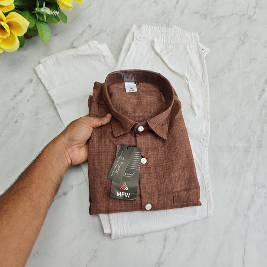 2 in 1 combo MFW Lenin shirts + MFW Lenin relax fit pant combo buy @600 rs only