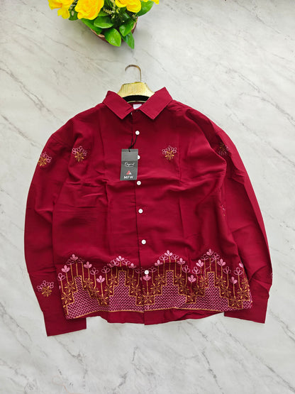 Men's Full sleeve Viscose Bottom Embroidery Shirts single pcs @350 and Buy 3 pc combo @999