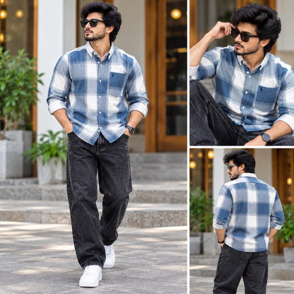 2 in 1 Combo MFW viral checked shirts + mom fit jeans pant buy @600 rs only
