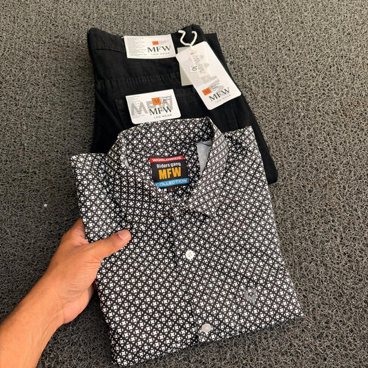 2 in 1 combo MFW printed Shirts + plain mom fit jeans buy @499 rs only