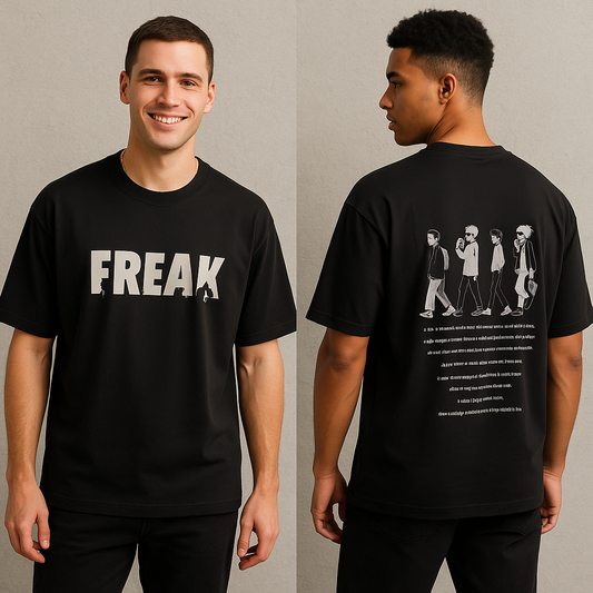 Freak design Round neck Front and back Printed droup shoulder Tshirt 1 pc @199 and 3 pcs @ 499