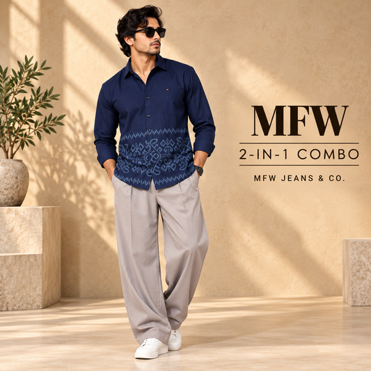 2 in 1 combo MFW bottom printed shirts + korean Baggy pants buy @600 rs only