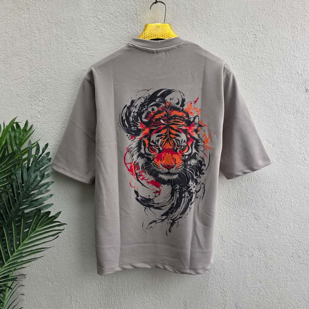 Tiger design Round neck Front and back Printed droup shoulder Tshirt 1 pc @199 and 3 pcs @ 499