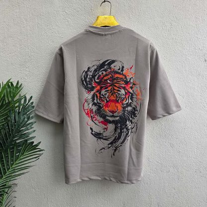 Tiger design Round neck Front and back Printed droup shoulder Tshirt 1 pc @199 and 3 pcs @ 499