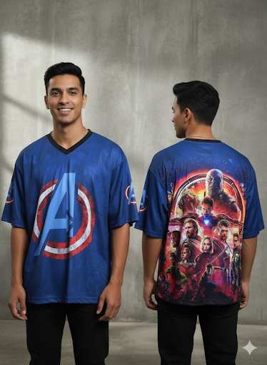 V neck Half sleeve front and back printed  jersey buy @200