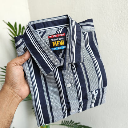 Mfw full sleeve laffer cotton shirts buy @200 rs only(Navy)