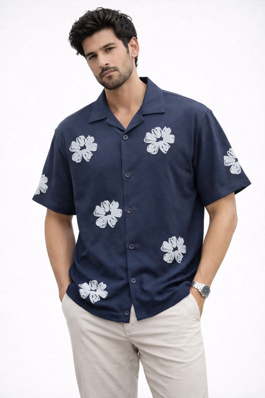 Cuban Collar Oversize Drop Shoulder Polo Designer Shirts buy @249(Grey)