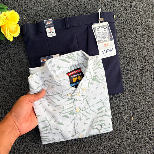 2 in 1 combo Old money Lenin printed shirts + peanut type polo fit pants buy @ combo 550 only