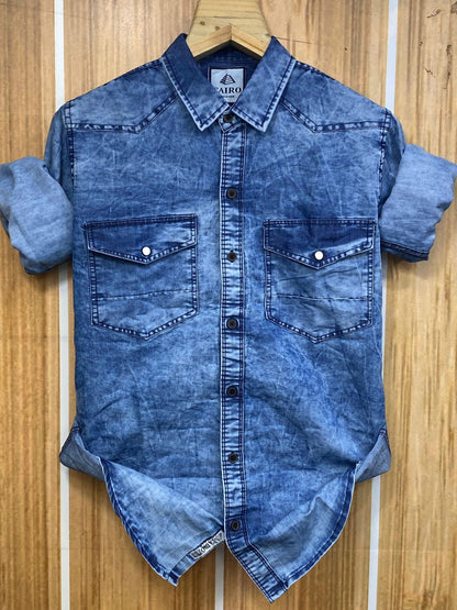 Men's Full sleeve Double pocket Denim Shirts single pcs @350 and Buy 3 pc combo @999