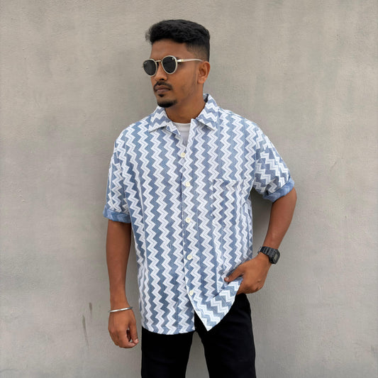 Mfw Net Fabric Cuban collar Drop shoulder shirts 1 pc @199 and 3 pcs @ 499