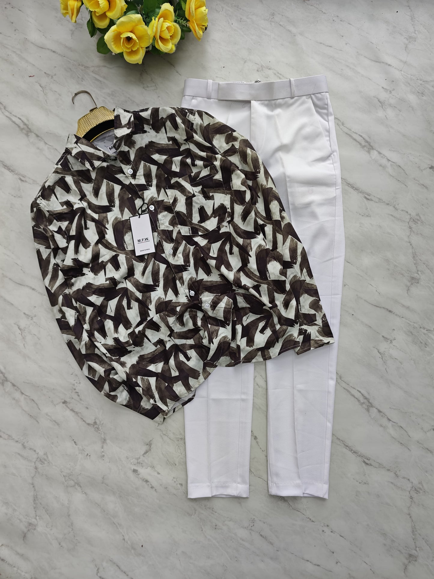 2 in 1 combo MFW viscose printed shirts + Twill fabric polo fit pants combo buy @600 rs only