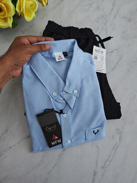 2 in 1 combo MFW korean Lenin shirts + Lenin relax fit pant combo buy @500 rs only