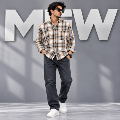 2 in 1 combo Flannel checked shirts+ semi baggy jeans pants buy @600 rs only