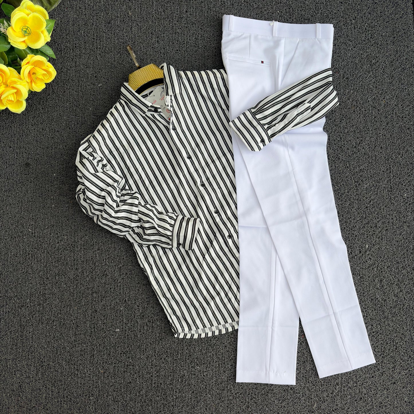 2 in 1 Combo zig zag netted fabric shirts+ polo fit pants buy @600