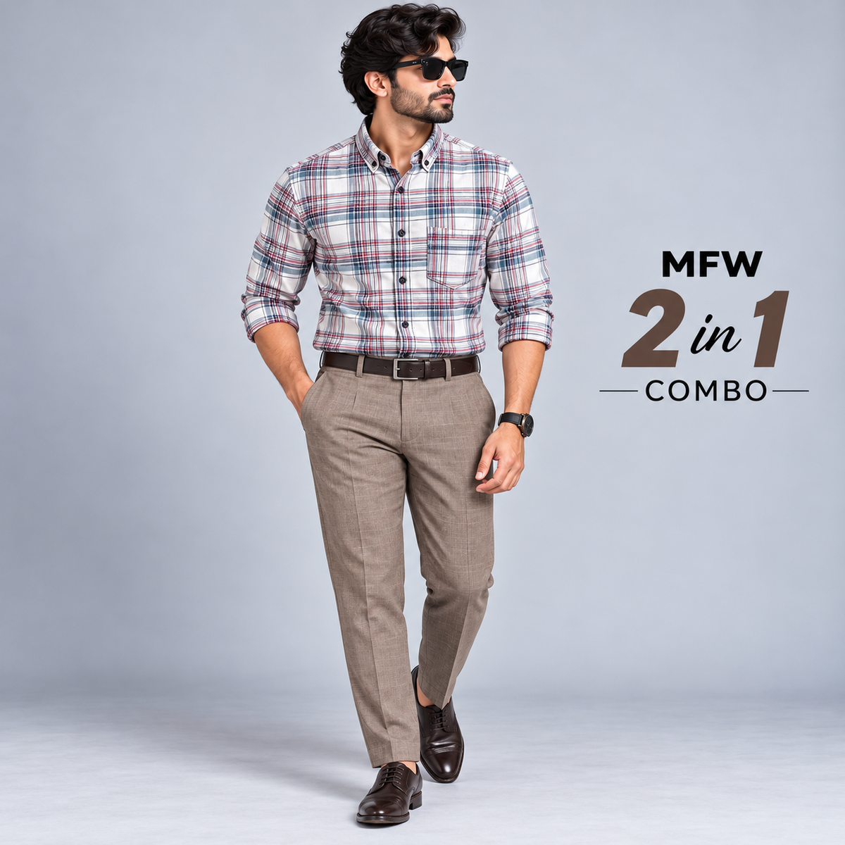 2 in 1 Combo oxford checked shirts + Lenin polo fit pant buy @600rs only