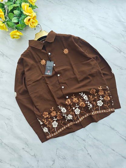 Men's Full sleeve Bottom Embroidery Shirts single pcs @350 and Buy 3 pc combo @999