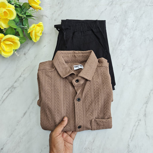 2 in 1 combo textured shirts + relax fit pants combo buy @600 rs only