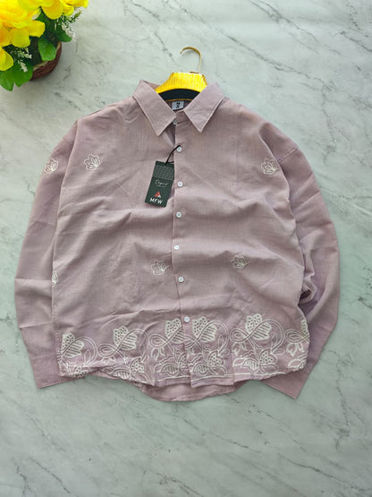 Men's Full sleeve lenin  Bottom Embroidery Shirts single pcs @350 and Buy 3 pc combo @999[D2]