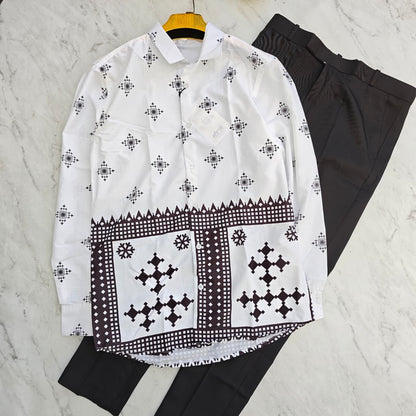 2 in 1 combo viscose bottom printed shirts + shining poli fit pant combo buy @600 rs only
