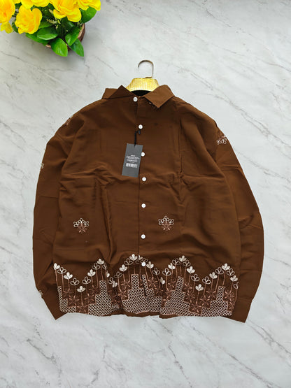 Men's Full sleeve Viscose Bottom Embroidery Shirts single pcs @350 and Buy 3 pc combo @999