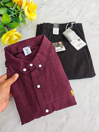 2 in 1 Combo MFW old money type korean lenin shirts + Lenin relax fit pant buy @600 rs only