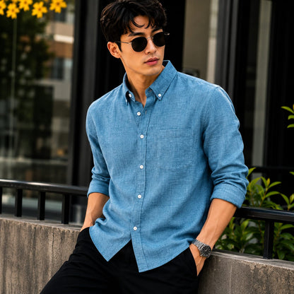 Mfw plain Lenin shirts Single pcs @299 and Buy 4 pcs combo @999(Ramar blue)