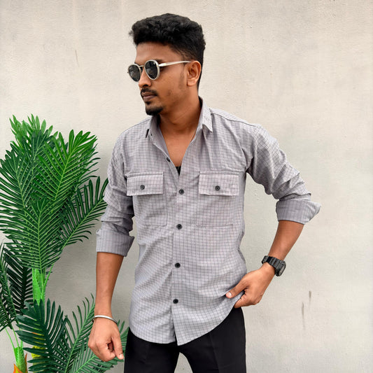 MFW Full sleeve Double pocket Netted fabric Shirt single pcs @299 and Buy 4 pcs combo @999