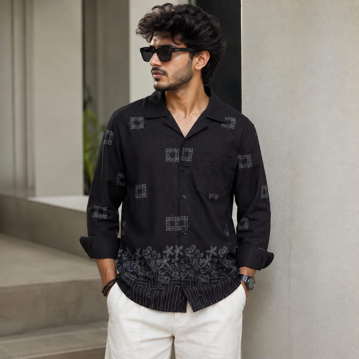 MFW Cuban Collar Border print shirts Single pcs @299 and Buy 4 pcs combo @999