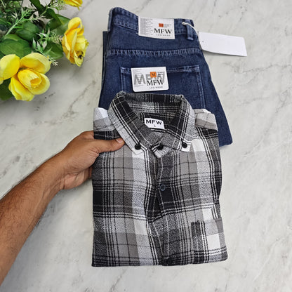 2 in 1 combo MFW Full sleeve flannel shirts+ mom fit jeans pant combo buy @600 rs
