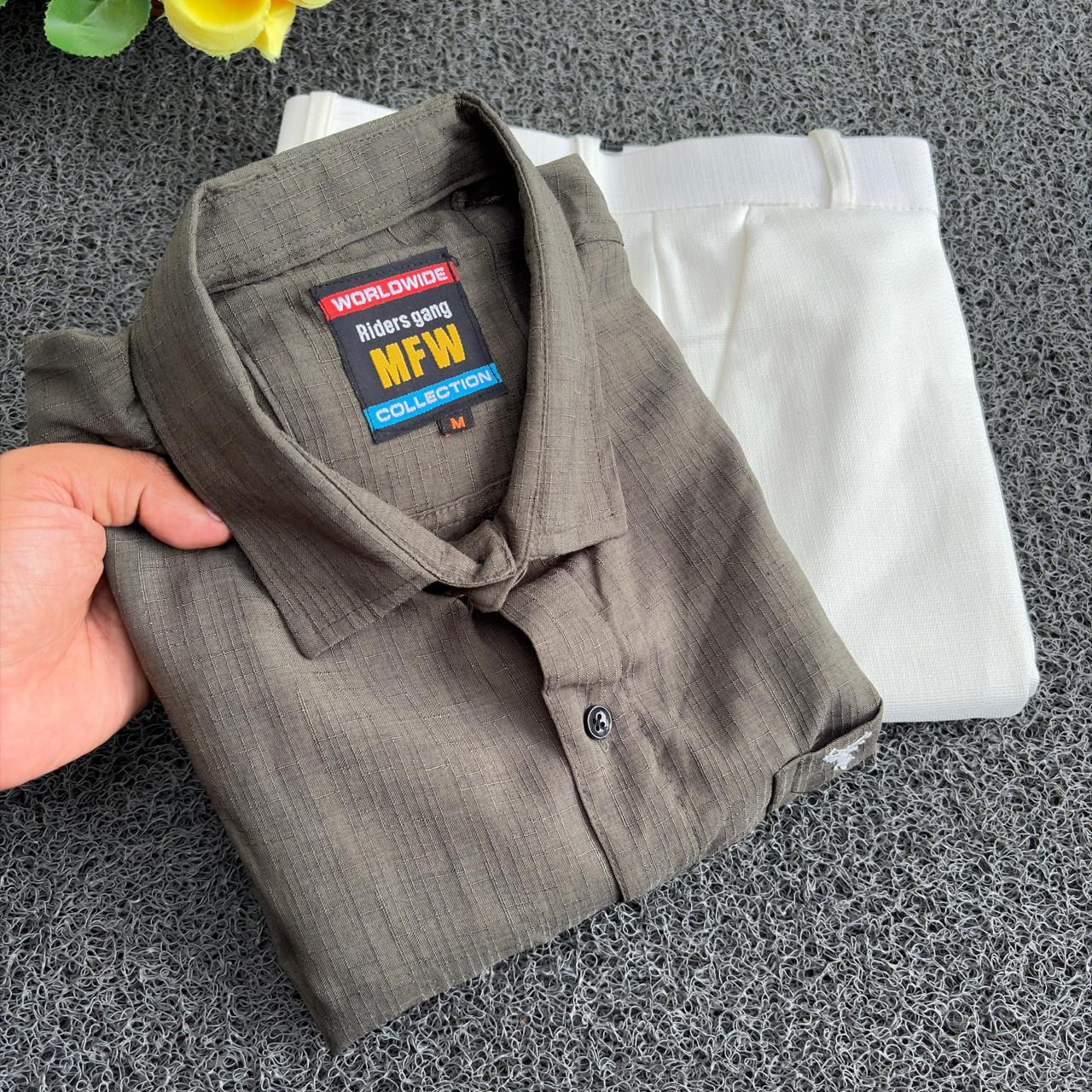 2  in 1 combo Plain Lenin Shirts + Shining Polo fit pants combo buy @600 only