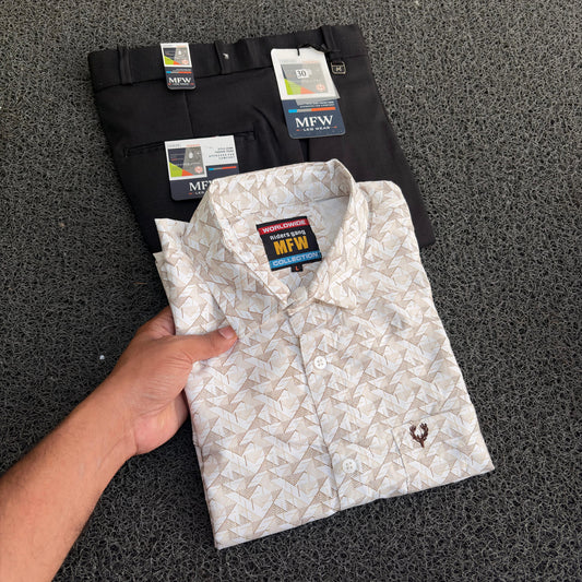 2 in 1 combo mfw Printed Shirts+ Lenin polo fit pants buy @550 rs only