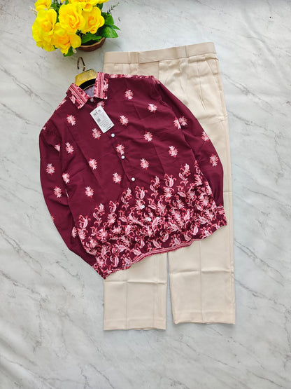 2 in 1 combo viscose bottom printed shirts + korean baggy pant buy @600 rs only