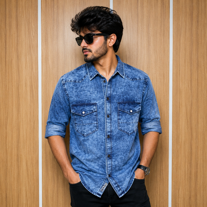 Men's Full sleeve Double pocket Denim Shirts single pcs @350 and Buy 3 pc combo @999