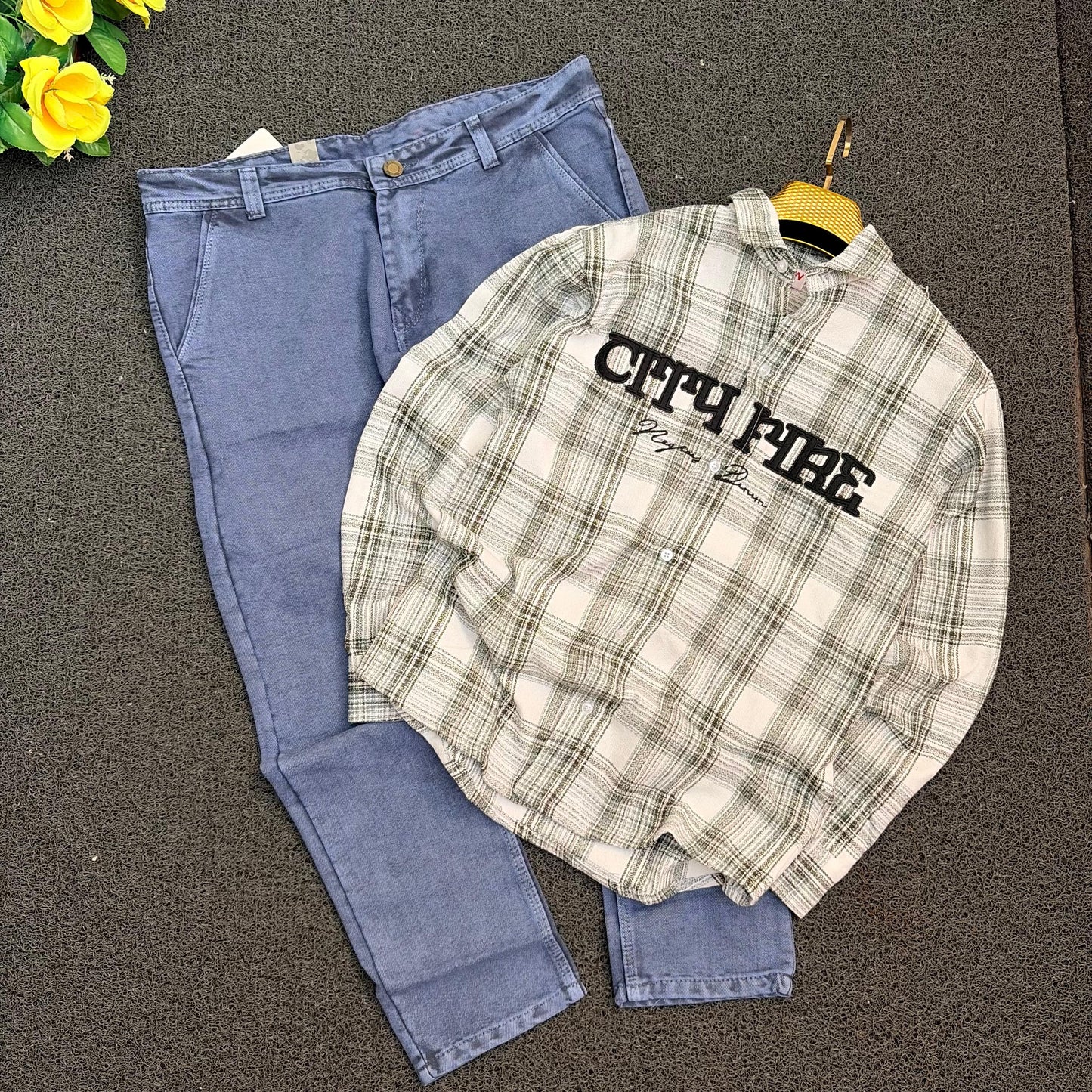 2 in 1 combo MFW Embroidery shirts + mom fit jeans buy @600 only