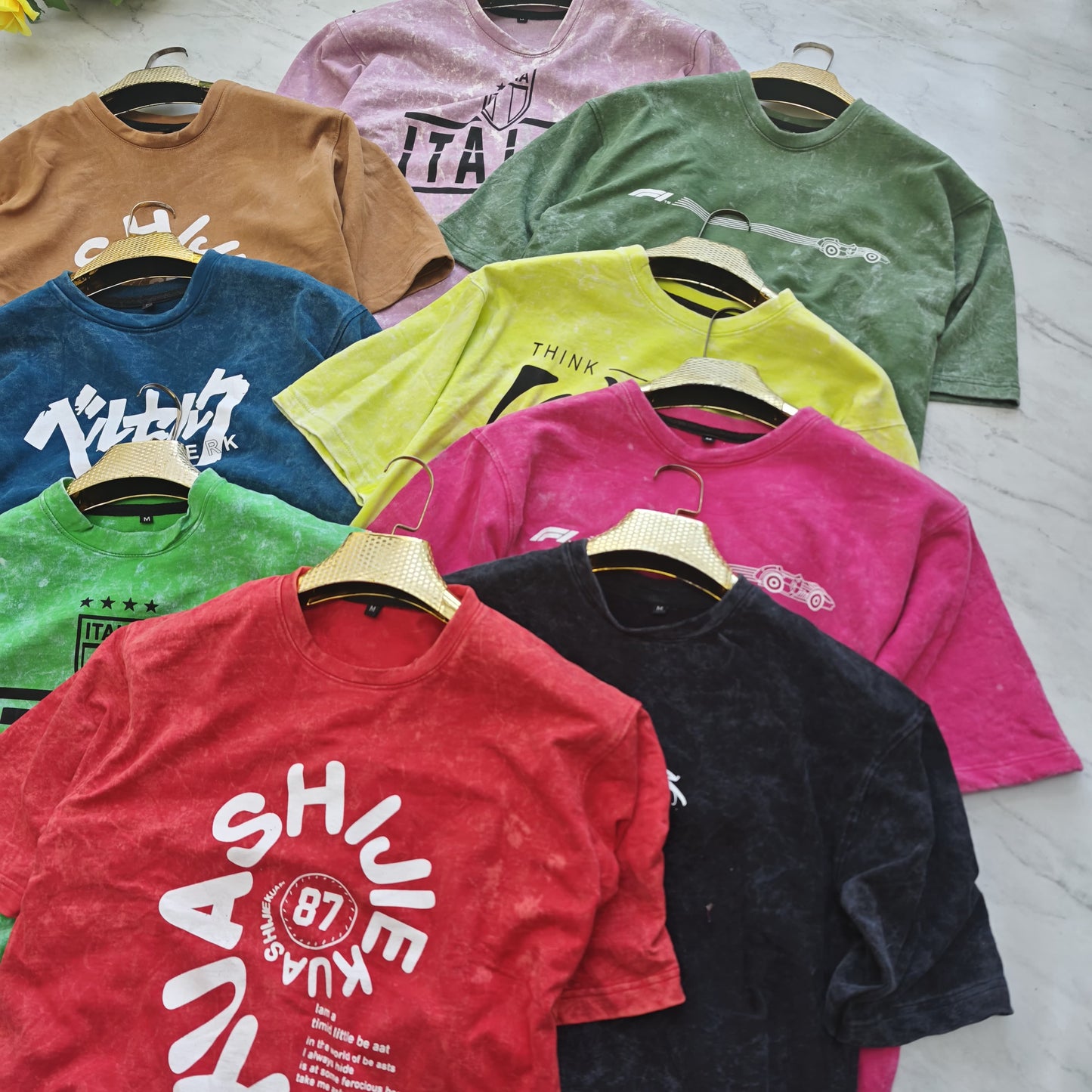 3 in 1 combo buy 3 pcs Random design Acid Spary wash Drop shoulder tshirt buy @500 only (Read Description)