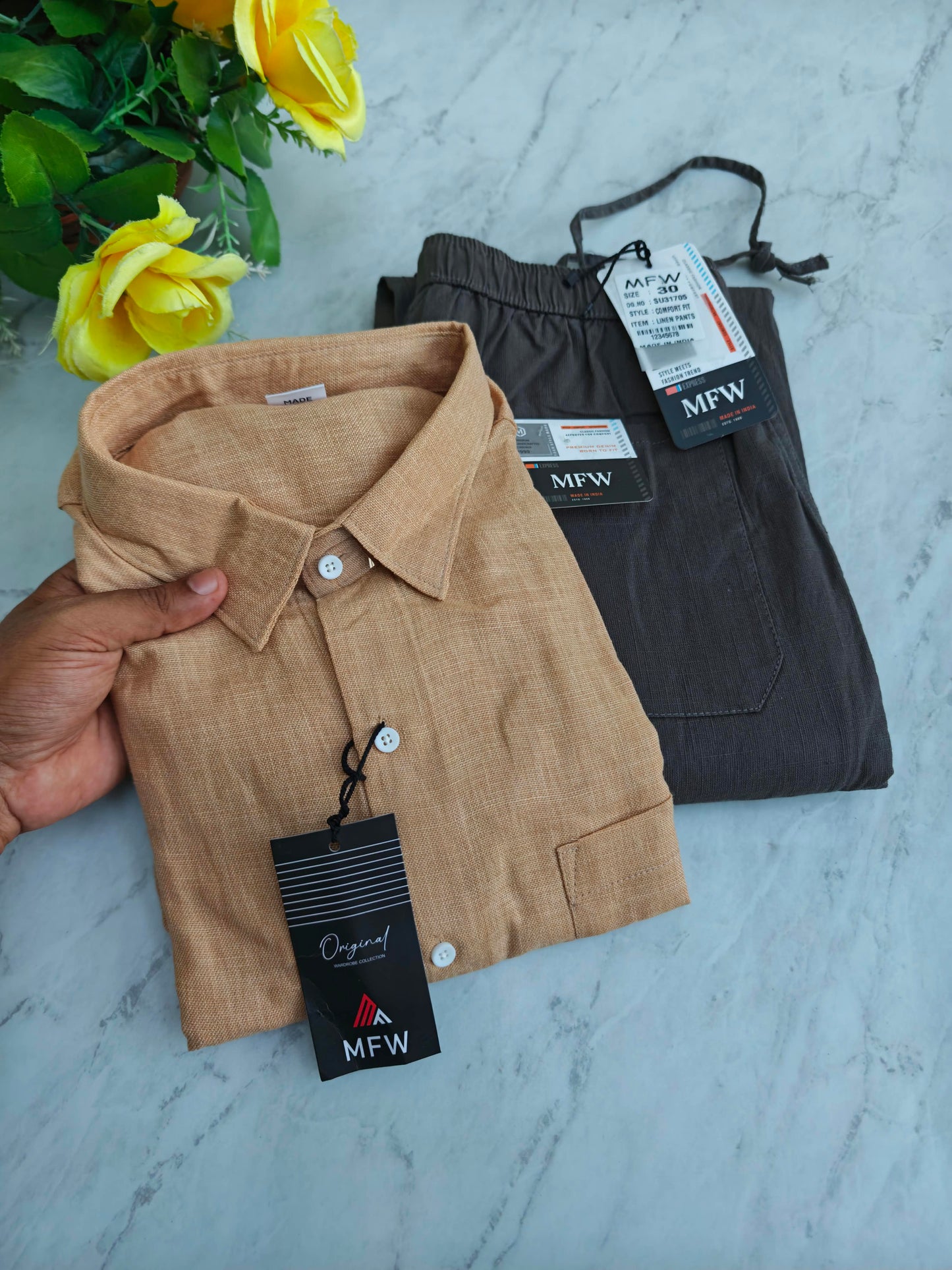 2 in 1 combo MFW Lenin shirts + lenin relax fit pants combo buy @600 rs only