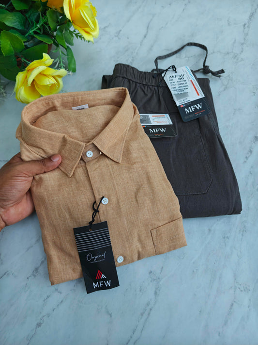 2 in 1 combo MFW Lenin shirts + lenin relax fit pants combo buy @600 rs only