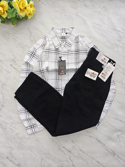 2 in 1 combo Checked shirts + mom fit jeans pant buy @600 rs only