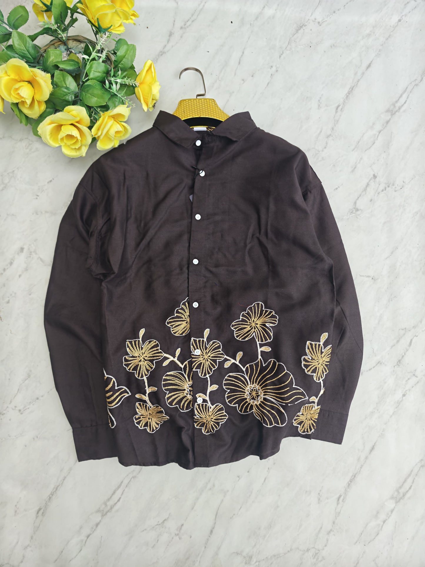 Men's Full sleeve Cotton Bottom Embroidery Shirts single pcs @350 and Buy 3 pc combo @999