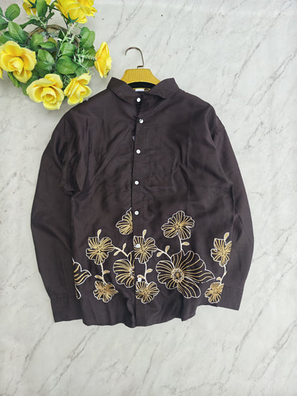 Men's Full sleeve Cotton Bottom Embroidery Shirts single pcs @350 and Buy 3 pc combo @999